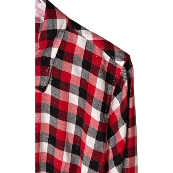 TALBOTS BUFFALO PLAID METALLIC FLANNEL SHIRT – SIZE XL - Picture 7 of 7